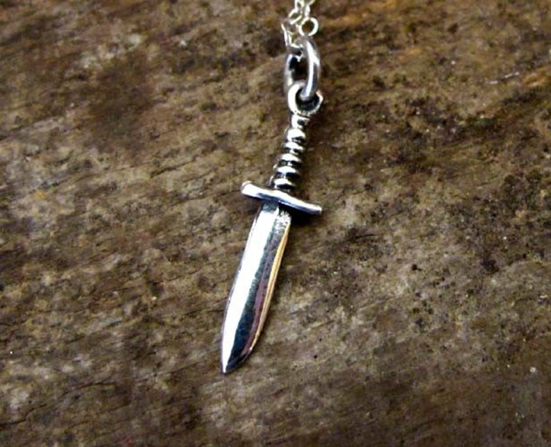 Little Sterling Silver Dagger Necklace Etsy