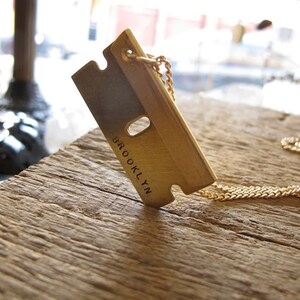 Brooklyn Razor Blade Engraved Necklace