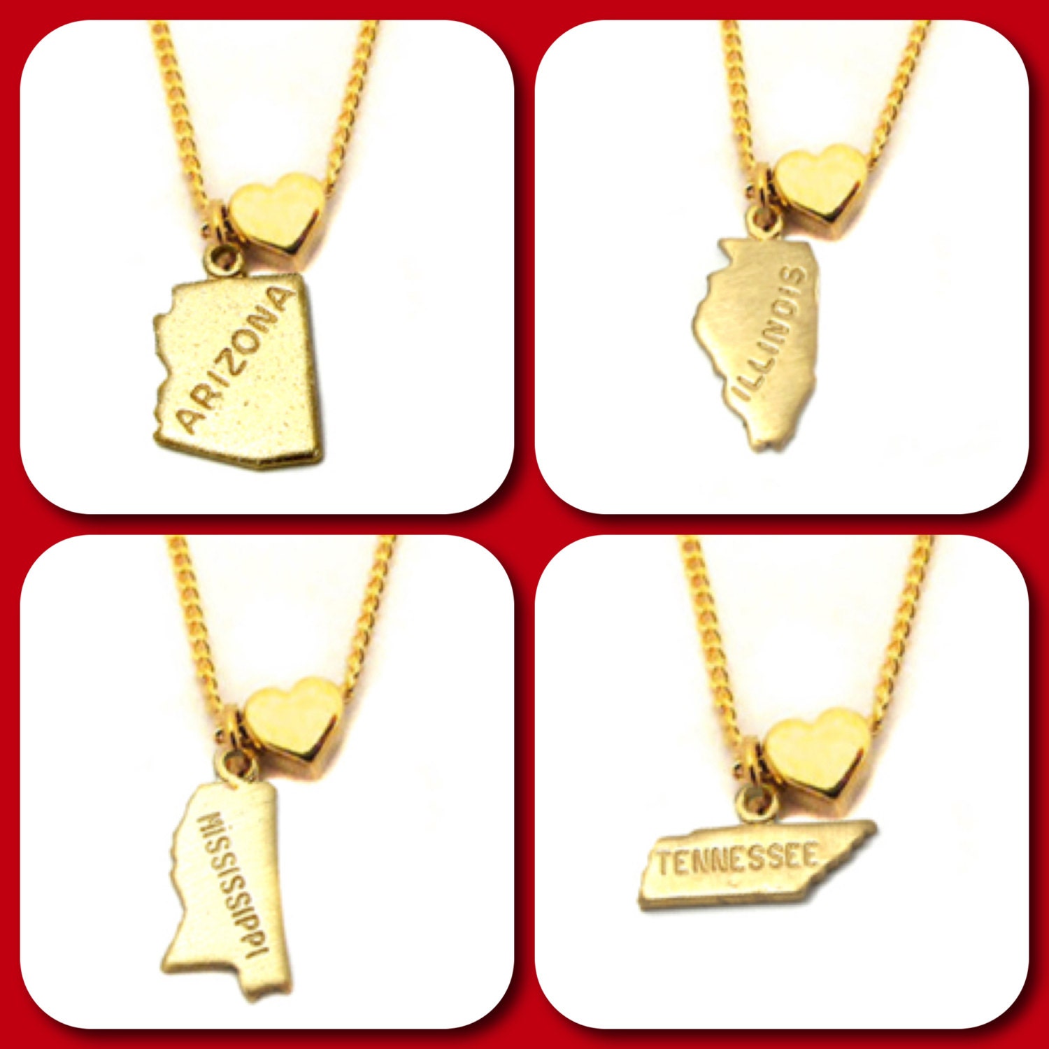 Massachusetts Love State Charm Necklace 18 inches Etsy