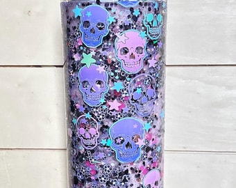 Copo globo de neve de caveira de aço inoxidável de 20 onças