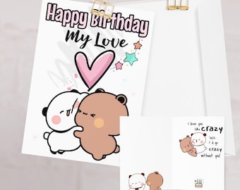 Bubu Dudu Birthday card , couples romantic gift