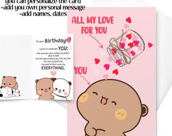 Bubu Dudu Birthday Card:  personalized gift for wife husband boyfriend girlfriend