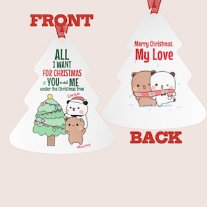 Bubu Dudu Personalised Christmas Ornament , Double sided Xmas decor , Christmas gift for her him