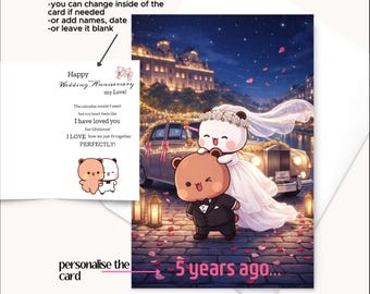Tarjeta de aniversario de boda Bubu Dudu, regalo romántico personalizado para ella y para él.