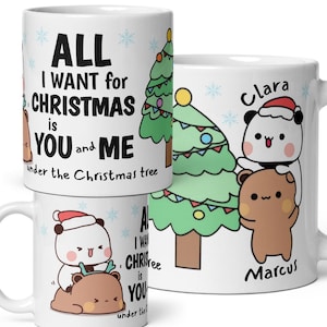 Personalized Christmas gift , Bubu Dudu kawaii mug , Festive Xmas