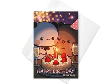 Bubu Dudu Birthday Card, Romantic gift for wife husband, Personalised gift