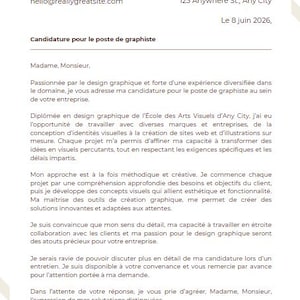 Plantilla de carta de presentación en francés