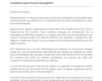 French Cover Letter Template