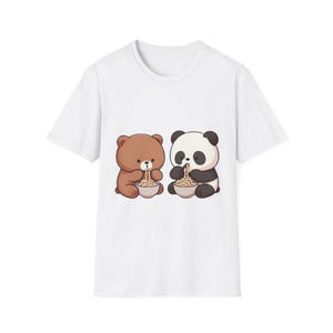 Ligera, fresca y divertida, camiseta de oso y panda, regalo para amantes de los animales, linda camiseta de dibujos animados, ropa casual divertida, camiseta gráfica unisex, presente