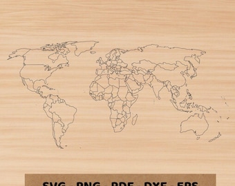 Political World Map SVG: Vector Cut Files (Digital Download)