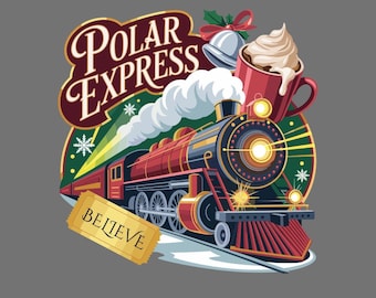 Polar Express Christmas PNG, Steam Train, Believe Ticket (Digital Download)