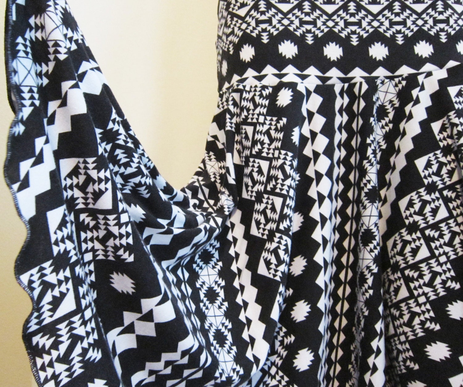 Ladies' Tribal Diamond Striped Black & White Polyester - Etsy