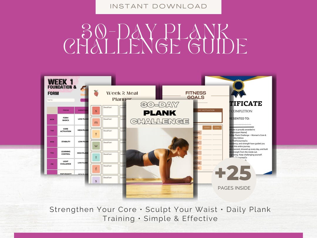 Plank Exercise .pdf 30-day Plank Challenge PDF – Core & Abs Workout Guide for Women ...