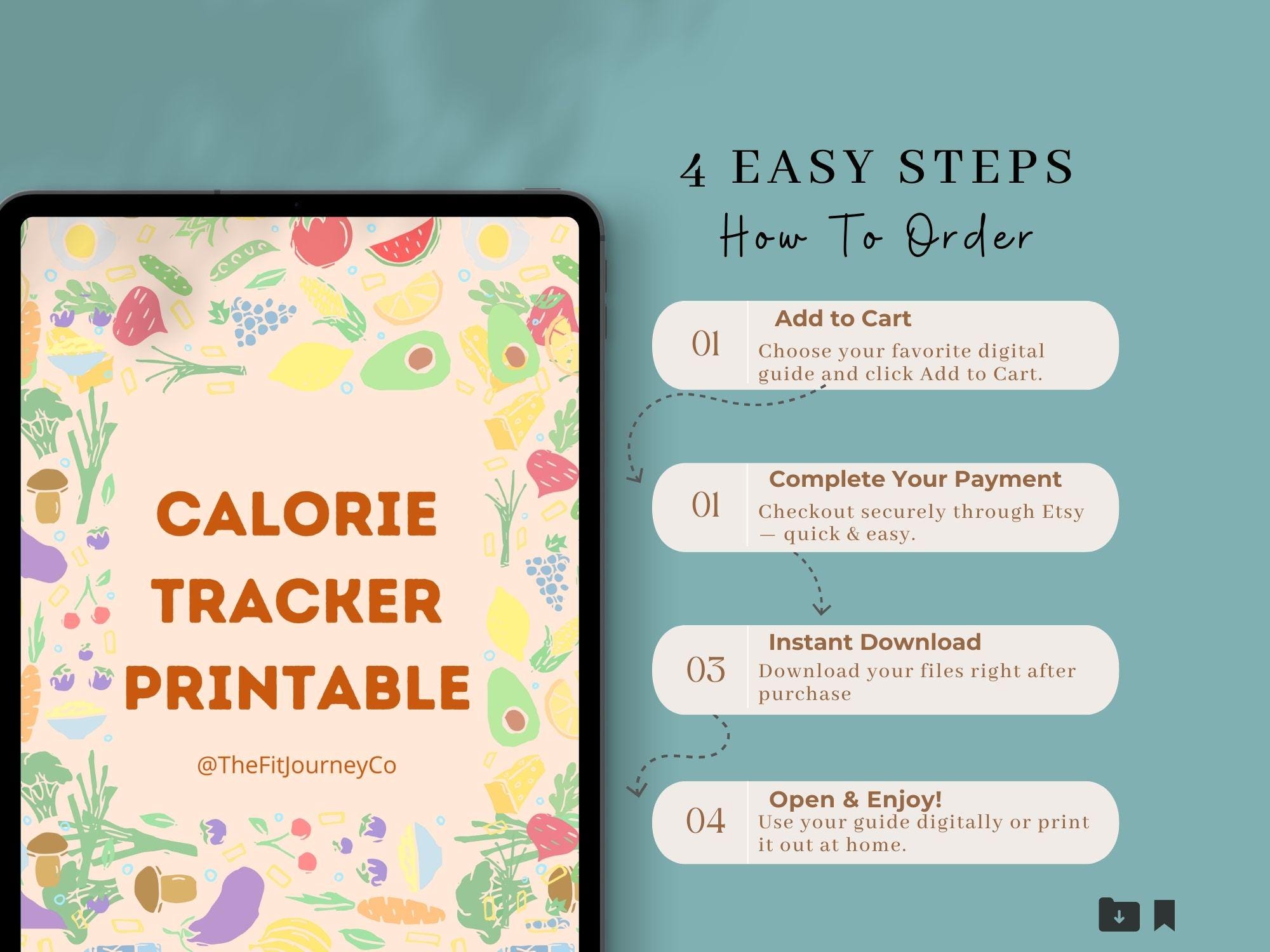 Calorie Tracker Printable | Daily Calorie Log PDF | Weekly Calorie ...