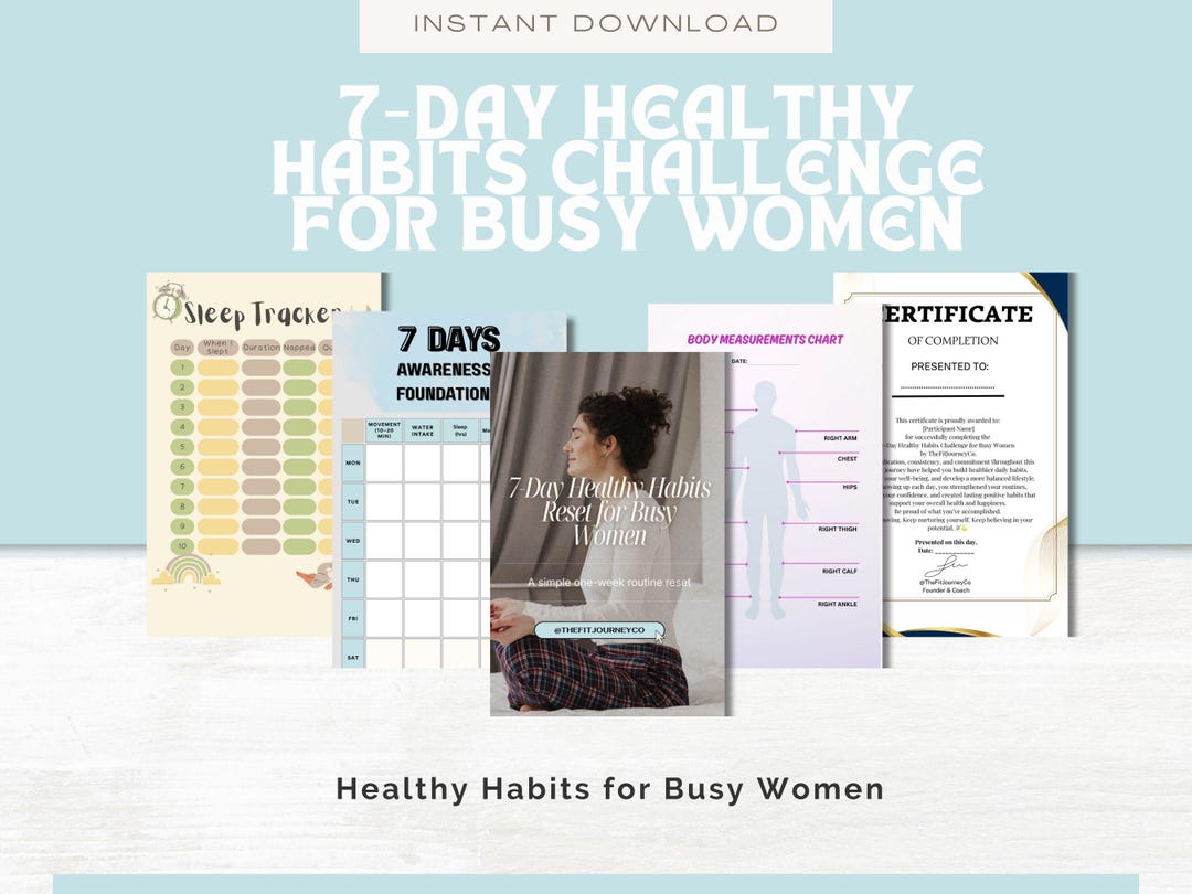 7-day Healthy Habits Reset for Busy Women | Printable Habit Tracker PDF ...