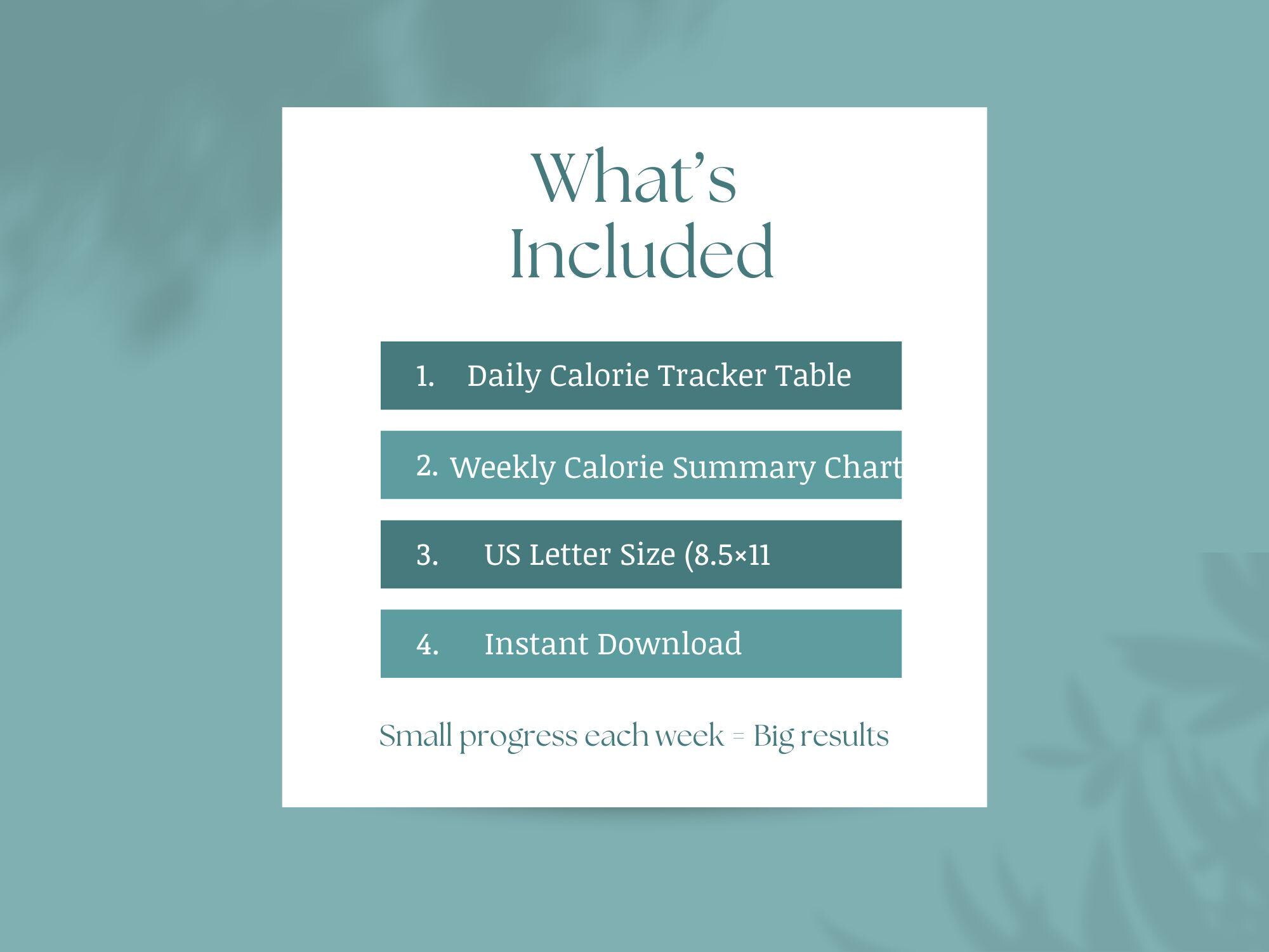 Calorie Tracker Printable | Daily Calorie Log PDF | Weekly Calorie ...