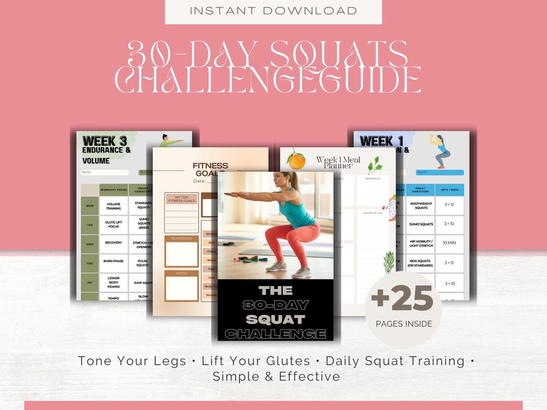 30-day Squats Challenge PDF | Women’s Glutes & Legs Workout Plan - Etsy
