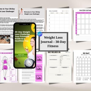 30-Day Weight Loss Challenge Printable for Women - Fitness Planner & Tracker PDF