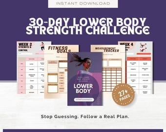 Lower Body Strength Challenge PDF | 30-Day Printable Leg & Glute Workout Plan | Fitness Tracker | Home Workout Challenge | Instant Download