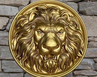 Carved Maple Wood Lion Head Wall Ornament, 3D Art - Etsy