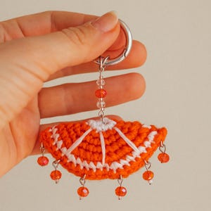 Orange Keychain-Pendant – Cute Bag Charm and beaded bag charm.Pendant for leather bag or Scarf bag charm or Purse charm. Ivy bag charm