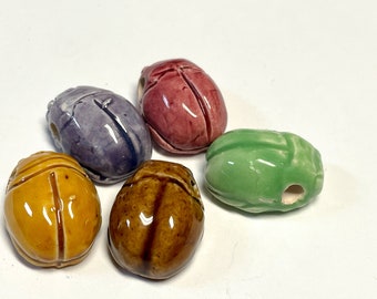 10 Large Scarab Beads - Mixed - LG480M