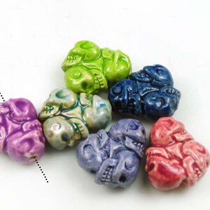 4 Tiny Skull Wheel Beads mixed colors CB782 image 2