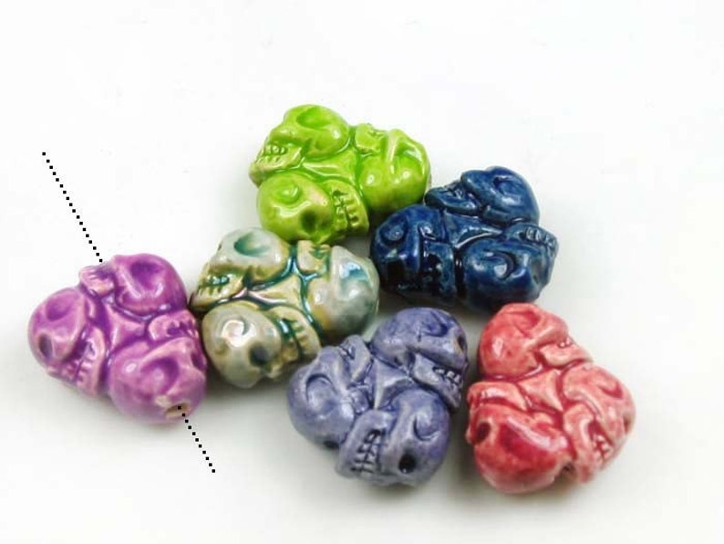 4 Tiny Skull Wheel Beads mixed colors CB782 image 2