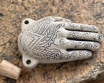 High Fired Henna Hand Bottle - BOT108