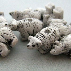 4 Tiny White Bear Beads - CB32