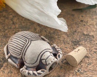 High Fired Ceramic Bottle Bead - Scarab - BOT22