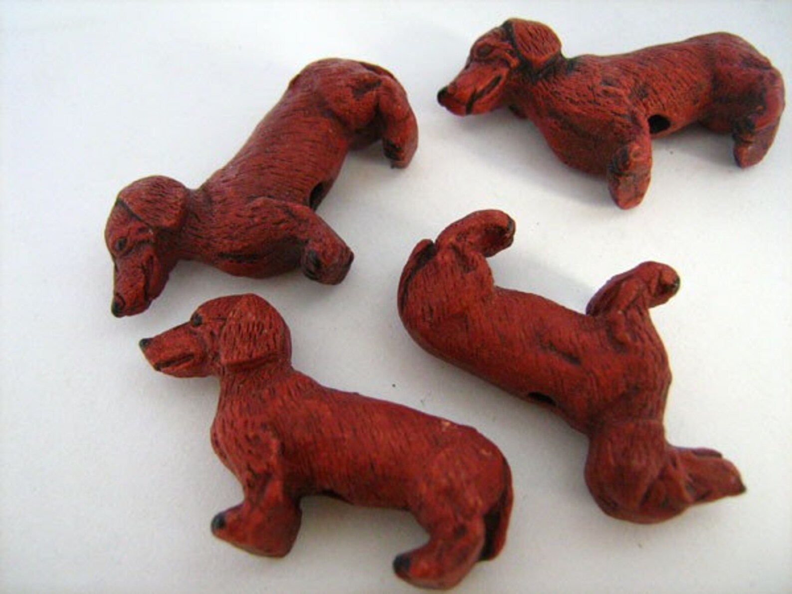 10 Ceramic Animal Beads Large Red Dachshund Beads LG198 Etsy