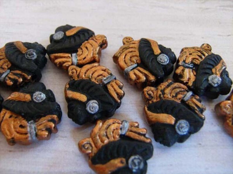 10 Tiny Aztec Warrior Beads Ceramic Peruvian Indian South - Etsy Canada