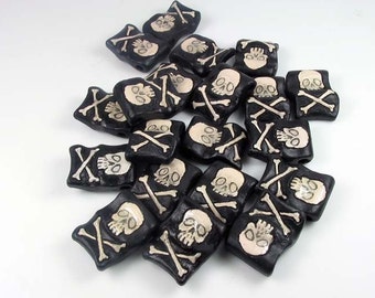 10 Large Pirate Flag Beads (black) - LG497