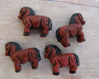 20 Tiny Horse Beads - Brown - CB36