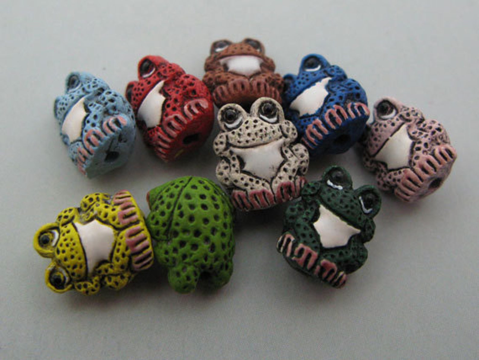 10 Tiny Frog Beads mixed Etsy