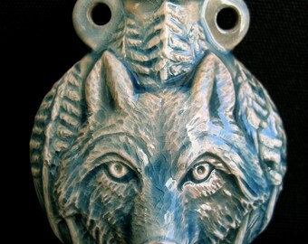Raku Ceramic Bottle Bead - Wolf