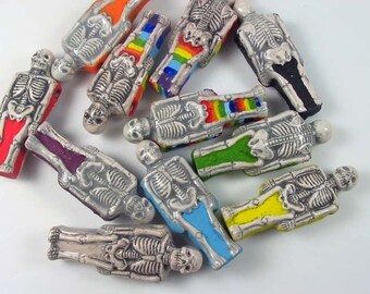 10 Ceramic Skeleton Beads - LG395