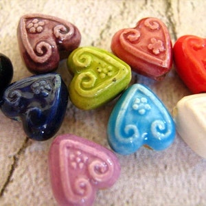 10 Tiny Heart Beads - mixed colors - CB631