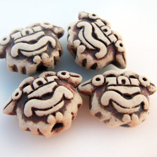 10 Highfired Animal Face Beads - HIFI 317