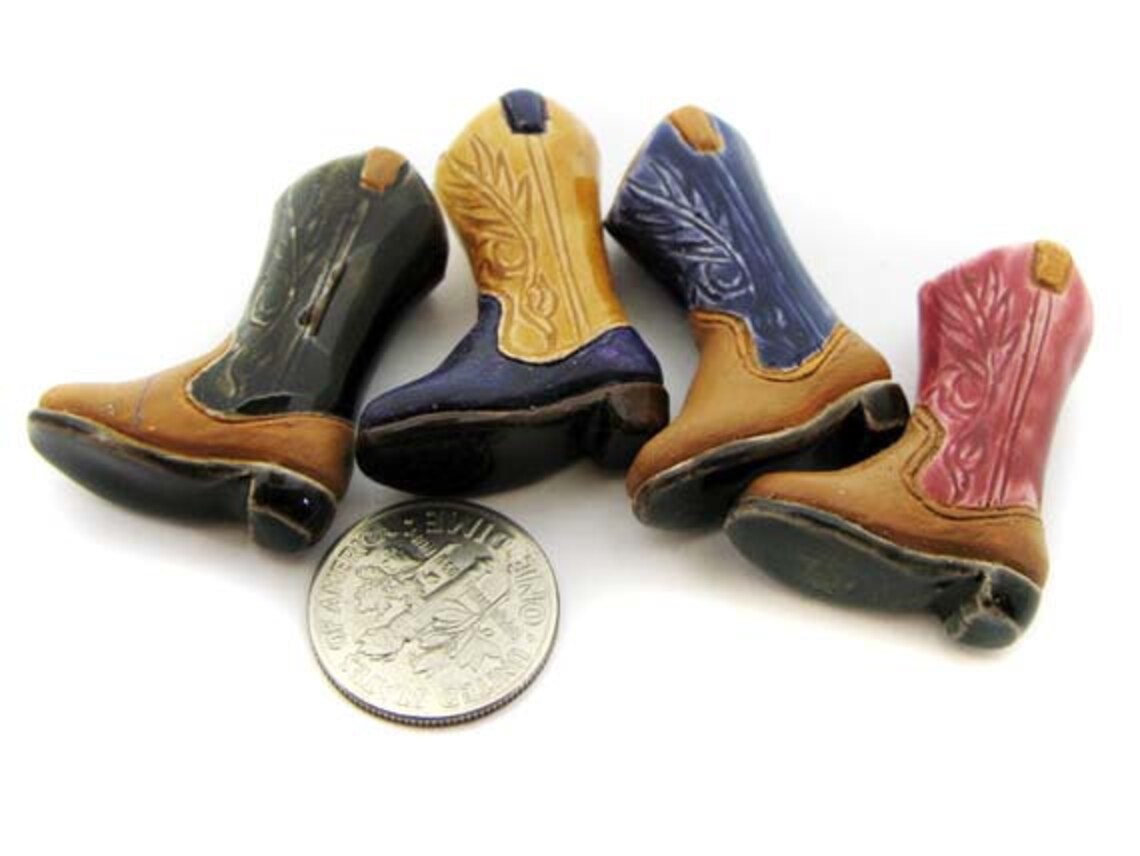 10 Large Ceramic Cowboy Boot Beads Mixed LG382M Etsy