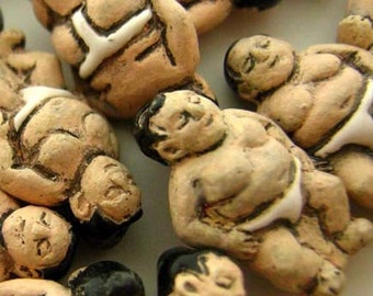 4 Tiny Sumo Wrestler Beads