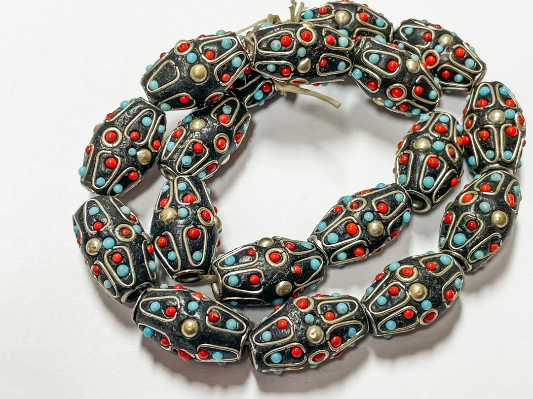 Closeout 5 Afghani Metal and Resin Beads Etsy