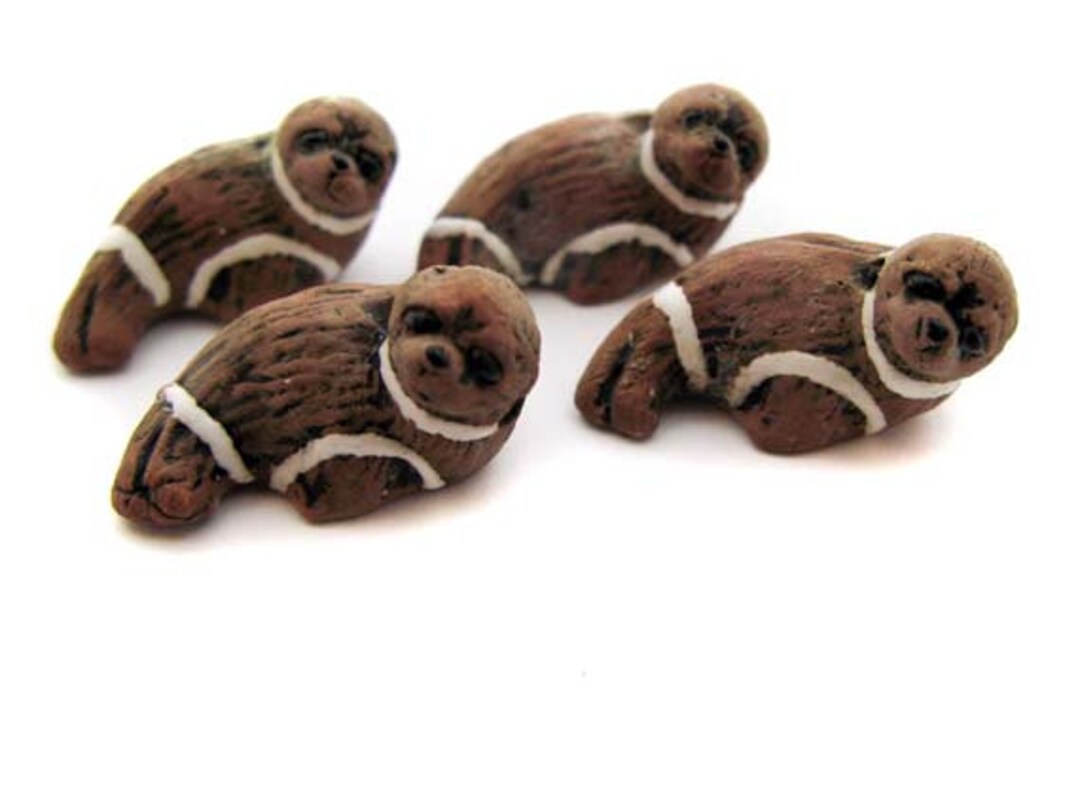 10 Ceramic Animal Beads Large Ribbon Seal Beads LG148 Etsy