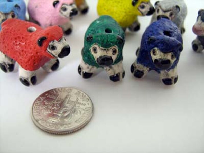 10 Ceramic Animal Beads Large Sheep mixed LG523 Etsy