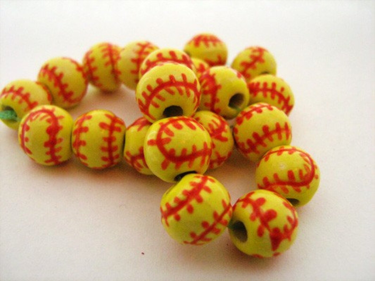 10 Softball Beads Small 89mm Etsy