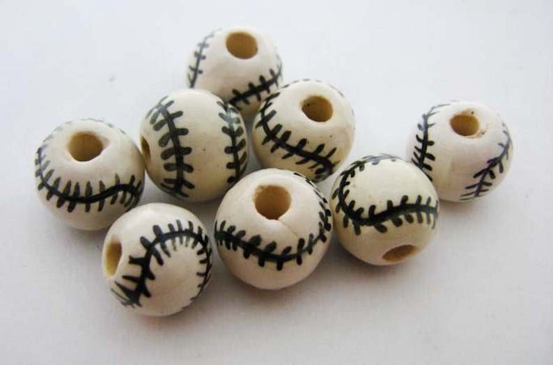 4 Baseball Beads large Etsy