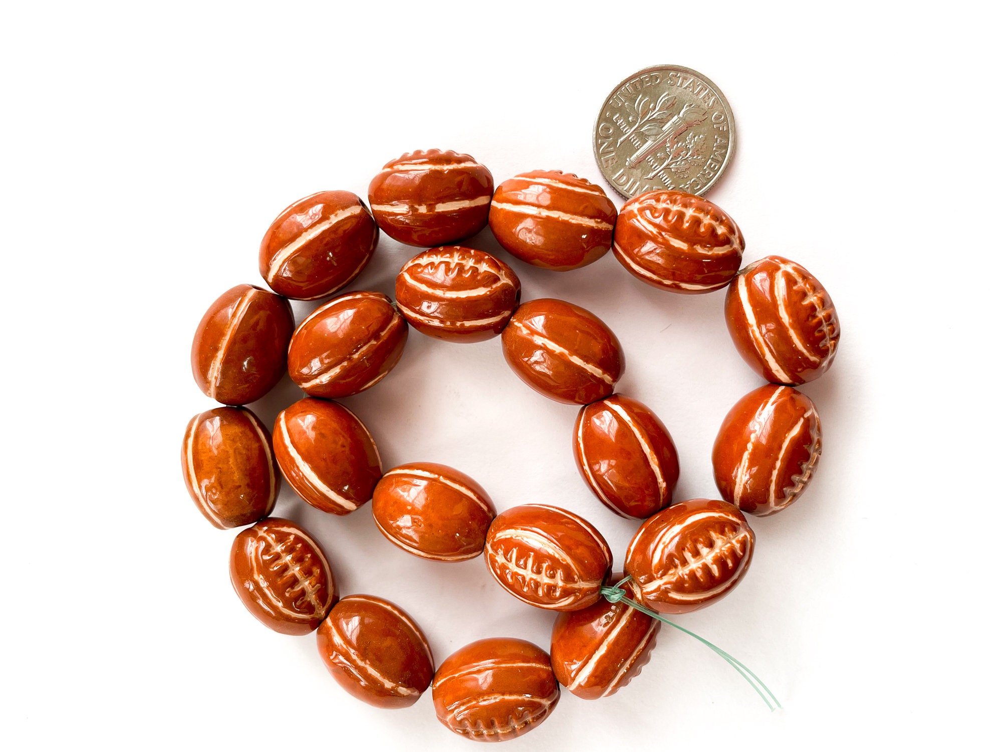 20 Small Football Beads 