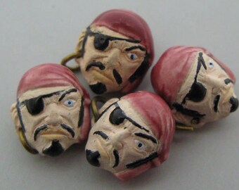 20 Tiny Pirate First Mate Beads - ceramic, peruvian, large hole - CB503