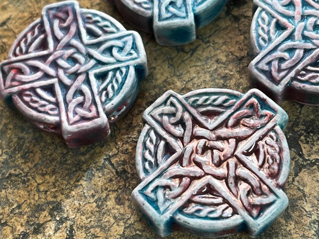 4 New Raku Celtic Cross Beads - Etsy